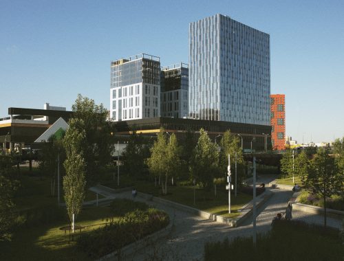 analog-city-landscape-with-buildings-daylight